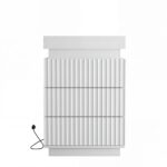 (Set of 2) White Nightstand Set of 2 with Charging Station & LED Lights, Fluted Wave Panel Bedside Table with Sliding Top Hidden Storage, Night Stand for Bedroom Living Room - 图片 2
