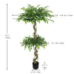 5.2FT Artificial Ficus Tree, Lifelike Faux Banyan Tree with Pot for Home, Office & Patio Decor - 图片 3