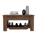 Storage Table with Four Legs and Lower Shelf, Dark Brown