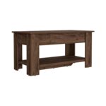 Storage Table with Four Legs and Lower Shelf, Dark Brown - 图片 2