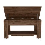Storage Table with Four Legs and Lower Shelf, Dark Brown - 图片 4