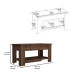Storage Table with Four Legs and Lower Shelf, Dark Brown - 图片 5