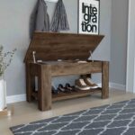Storage Table with Four Legs and Lower Shelf, Dark Brown - 图片 6