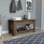 Storage Table with Four Legs and Lower Shelf, Dark Brown - 图片 7
