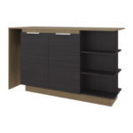 Dwight Kitchen Bar Counter with Shelves and Cabinets, Black Wengue and Natural Oak - 图片 4