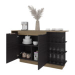 Dwight Kitchen Bar Counter with Shelves and Cabinets, Black Wengue and Natural Oak - 图片 5