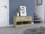 Tulip Storage Bench with Two Drawers and Two Shelves, Beige - 图片 3