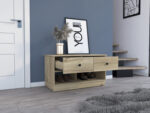 Tulip Storage Bench with Two Drawers and Two Shelves, Beige - 图片 4