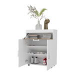 North Fork Shoe Rack Cabinet with Lift-Up Compartment, White and Natural Oak - 图片 8