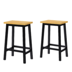 Farmhouse Solid Wood Bar Stools Set of 2, 25.6" Tall, Black - 图片 7