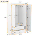3-Door Mirror Wardrobe with Shelves, White - 图片 7