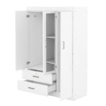 3-Door Mirror Wardrobe with Shelves, White - 图片 8