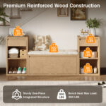 All-in-One Entryway Storage Bench with Cushion, Brown - 图片 7