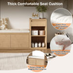 All-in-One Entryway Storage Bench with Cushion, Brown - 图片 8