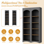 Free Standing 5-Tier Bookshelves Set of 2, Farmhouse Grey