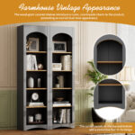 Free Standing 5-Tier Bookshelves Set of 2, Farmhouse Grey - 图片 3