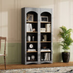 Free Standing 5-Tier Bookshelves Set of 2, Farmhouse Grey - 图片 6