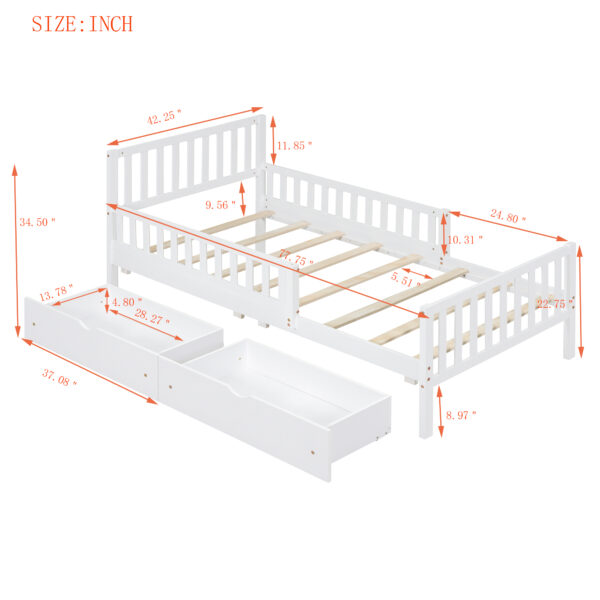 Platform bed with guardrails
