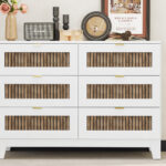 Rustic Farmhouse 6-Drawer Wooden Dresser, White