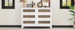 Rustic Farmhouse 6-Drawer Wooden Dresser, White