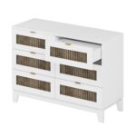 Rustic Farmhouse 6-Drawer Wooden Dresser, White - 图片 2