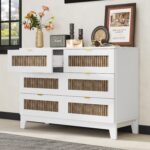 Rustic Farmhouse 6-Drawer Wooden Dresser, White - 图片 7