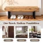 59" Farmhouse Wood Bench for Bedroom, Entryway, Natural - 图片 7
