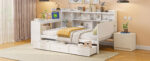 Twin Size Wooden Daybed with 3 Drawers, USB Ports and Desk, White - 图片 5