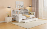 Twin Size Wooden Daybed with 3 Drawers, USB Ports and Desk, White - 图片 7