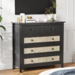 Sideboard Buffet Cabinet with 4 Drawers, Modern Black - 图片 6