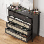 Sideboard Buffet Cabinet with 4 Drawers, Modern Black - 图片 7
