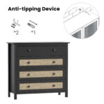 Sideboard Buffet Cabinet with 4 Drawers, Modern Black - 图片 8