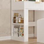 Vanity Table Set with LED Mirror, Lights and Stool, White - 图片 5