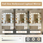 Vanity Table Set with LED Mirror, Lights and Stool, White - 图片 8
