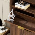 Tall Shoe Storage Cabinet with 3 Flip Drawers, Walnut - 图片 5