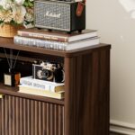 Tall Shoe Storage Cabinet with 3 Flip Drawers, Walnut - 图片 8