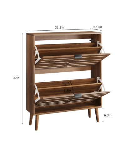Medieval Modern Shoe Cabinet, 31.5″ Walnut for OEM shoe cabinet manufacturing by VF Living
