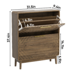 31.5" Walnut Shoe Cabinet, Mid-Century Freestanding - 图片 2