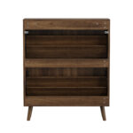 Medieval Modern Shoe Cabinet with Grooved Finish, Walnut - 图片 2