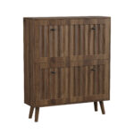 Medieval Modern Shoe Cabinet with Grooved Finish, Walnut - 图片 3