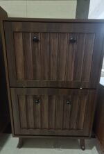 Medieval Modern Shoe Cabinet with Grooved Finish, Walnut - 图片 7