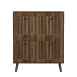Medieval Modern Shoe Cabinet with Grooved Finish, Walnut - 图片 8