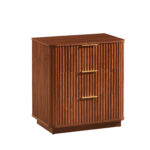3 Drawers Nightstand Set of 2, 23.6'' Wide Modern Chest of Drawers Curved wave Design, Nightstand, Wood Drawer Organizer for Bedroom, Living Room, Hallway, Walnut,23.6''W x 15''D x 25.2''H. - 图片 2