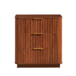 3 Drawers Nightstand Set of 2, 23.6'' Wide Modern Chest of Drawers Curved wave Design, Nightstand, Wood Drawer Organizer for Bedroom, Living Room, Hallway, Walnut,23.6''W x 15''D x 25.2''H. - 图片 3