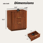 3 Drawers Nightstand Set of 2, 23.6'' Wide Modern Chest of Drawers Curved wave Design, Nightstand, Wood Drawer Organizer for Bedroom, Living Room, Hallway, Walnut,23.6''W x 15''D x 25.2''H. - 图片 6