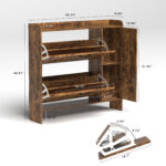 Shoe Storage Cabinet with 2 Flip Drawers, Brown