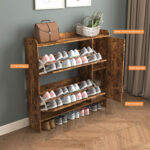 Shoe Storage Cabinet with 2 Flip Drawers, Brown - 图片 2