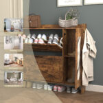 Shoe Storage Cabinet with 2 Flip Drawers, Brown - 图片 4