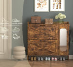 Shoe Storage Cabinet with 2 Flip Drawers, Brown - 图片 6