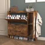 Shoe Storage Cabinet with 2 Flip Drawers, Brown - 图片 7